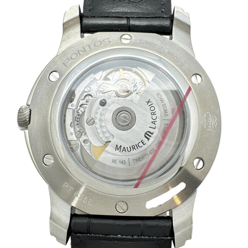 【MAURICE LACROIX/モーリスラクロア】 ポントス デイデイト PT6358 未使用品　裏スケルトン 腕時計 ステンレススチール/レザー 自動巻き/オートマ ブラック文字盤/ブラック革ベルト メンズ
【中古】【真子質店】【GD】




【YTK】