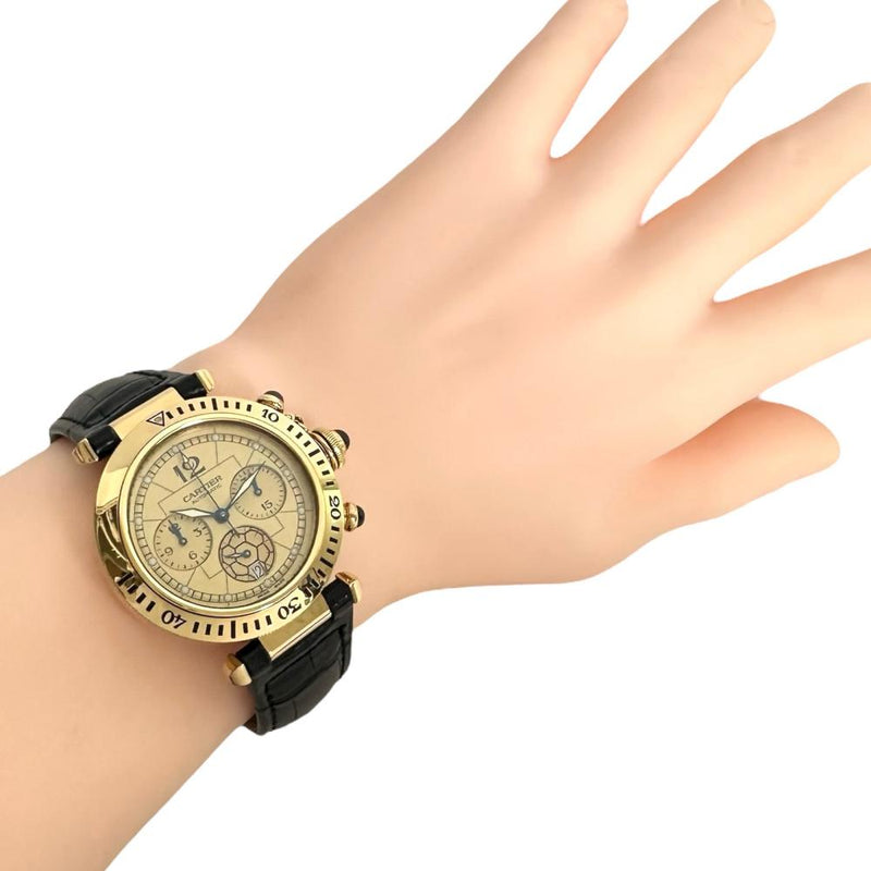 【CARTIER/カルティエ】 パシャ クロノグラフ W3017551 保証書/ギャラ/箱付き　2002年 FIFAワールドカップ 世界35本限定 裏スケルトン 腕時計 K18YGイエローゴールド/レザー 自動巻き/オートマ ゴールド文字盤/黒革ベルト メンズ
【中古】【真子質店】【BL】




【IIMiSI】