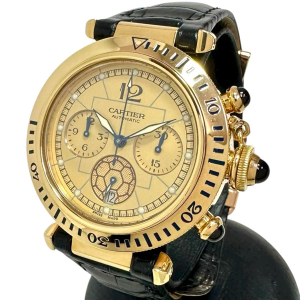 【CARTIER/カルティエ】 パシャ クロノグラフ W3017551 保証書/ギャラ/箱付き　2002年 FIFAワールドカップ 世界35本限定 裏スケルトン 腕時計 K18YGイエローゴールド/レザー 自動巻き/オートマ ゴールド文字盤/黒革ベルト メンズ
【中古】【真子質店】【BL】




【IIMiSI】