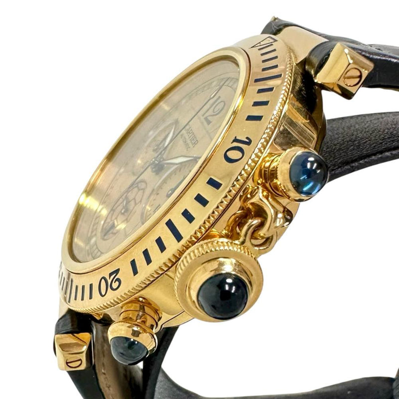 【CARTIER/カルティエ】 パシャ クロノグラフ W3017551 保証書/ギャラ/箱付き　2002年 FIFAワールドカップ 世界35本限定 裏スケルトン 腕時計 K18YGイエローゴールド/レザー 自動巻き/オートマ ゴールド文字盤/黒革ベルト メンズ
【中古】【真子質店】【BL】




【IIMiSI】