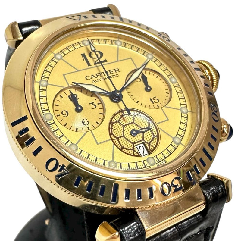 【CARTIER/カルティエ】 パシャ クロノグラフ W3017551 保証書/ギャラ/箱付き　2002年 FIFAワールドカップ 世界35本限定 裏スケルトン 腕時計 K18YGイエローゴールド/レザー 自動巻き/オートマ ゴールド文字盤/黒革ベルト メンズ
【中古】【真子質店】【BL】




【IIMiSI】