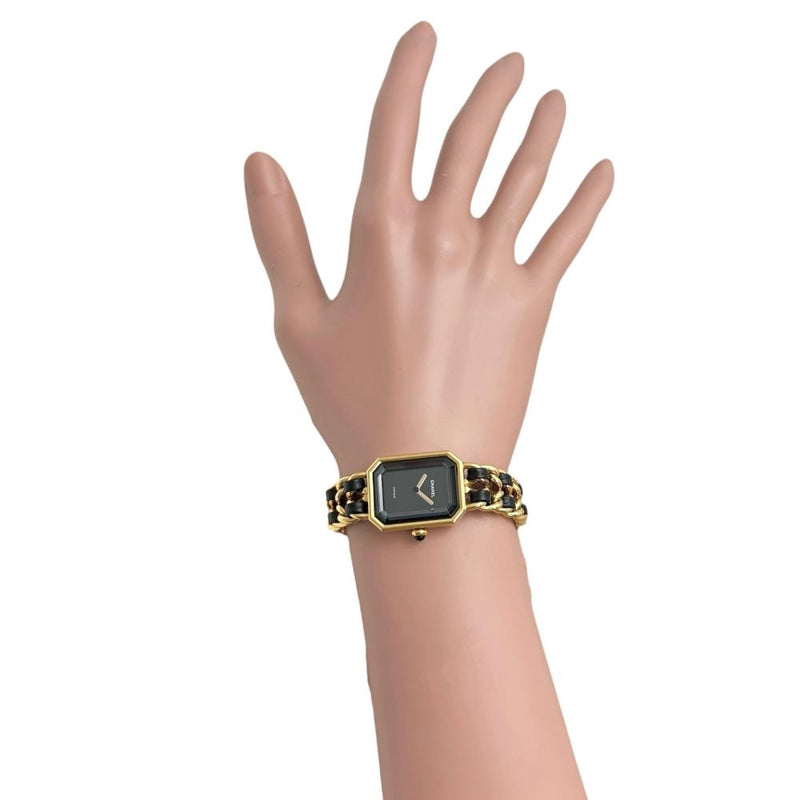 T012 シャネル プルミエールL H0001 GP×レザー クォーツ CHANEL/シャネル】 H0001 プルミエール L 腕時計 GP/レザー クオーツ