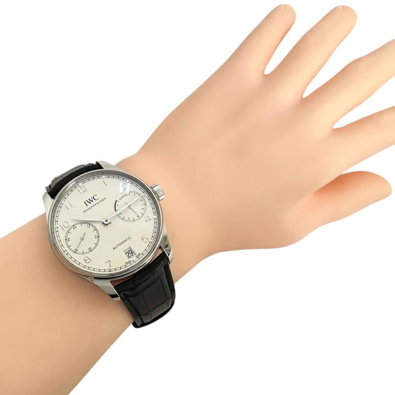【IWC/インターナショナルウォッチカンパニー】 IW500712 ポルトギーゼ 7DAYS/7デイズ　保証書/ギャラ/箱付き　パワーリザーブ 裏スケルトン 腕時計 ステンレススチール/レザー 自動巻き/オートマ シルバー文字盤/黒革ベルト メンズ
【中古】【真子質店】【BL】




【KSDT】