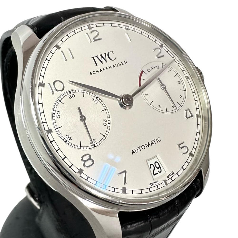 【IWC/インターナショナルウォッチカンパニー】 IW500712 ポルトギーゼ 7DAYS/7デイズ　保証書/ギャラ/箱付き　パワーリザーブ 裏スケルトン 腕時計 ステンレススチール/レザー 自動巻き/オートマ シルバー文字盤/黒革ベルト メンズ
【中古】【真子質店】【BL】




【KSDT】