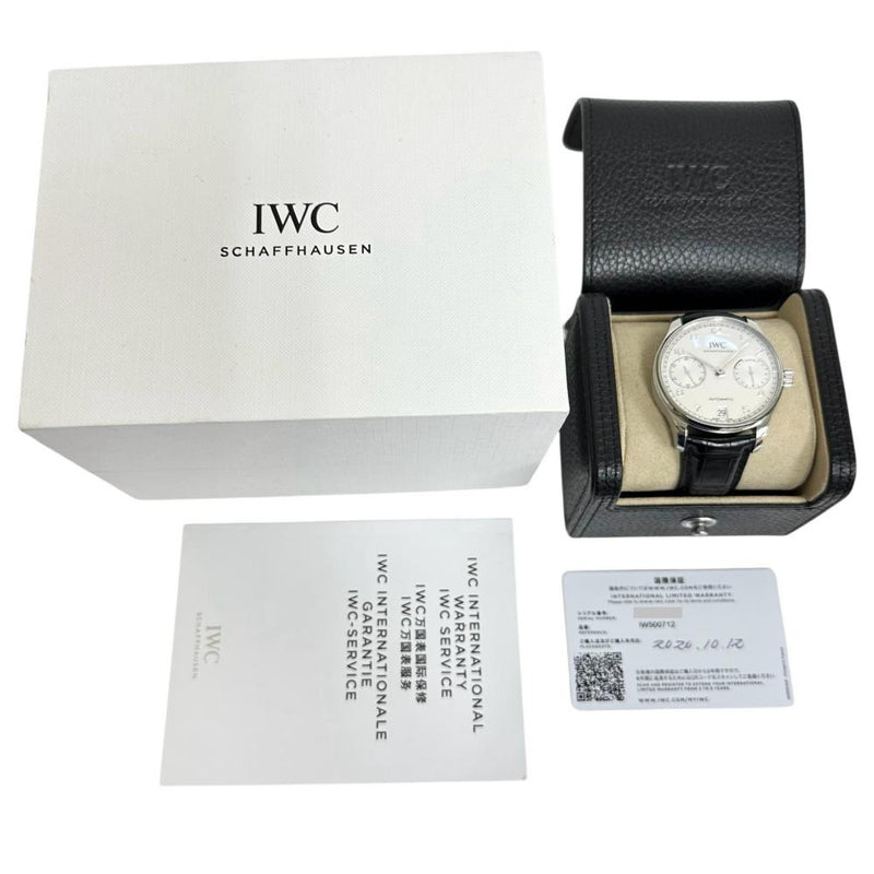 【IWC/インターナショナルウォッチカンパニー】 IW500712 ポルトギーゼ 7DAYS/7デイズ　保証書/ギャラ/箱付き　パワーリザーブ 裏スケルトン 腕時計 ステンレススチール/レザー 自動巻き/オートマ シルバー文字盤/黒革ベルト メンズ
【中古】【真子質店】【BL】




【KSDT】