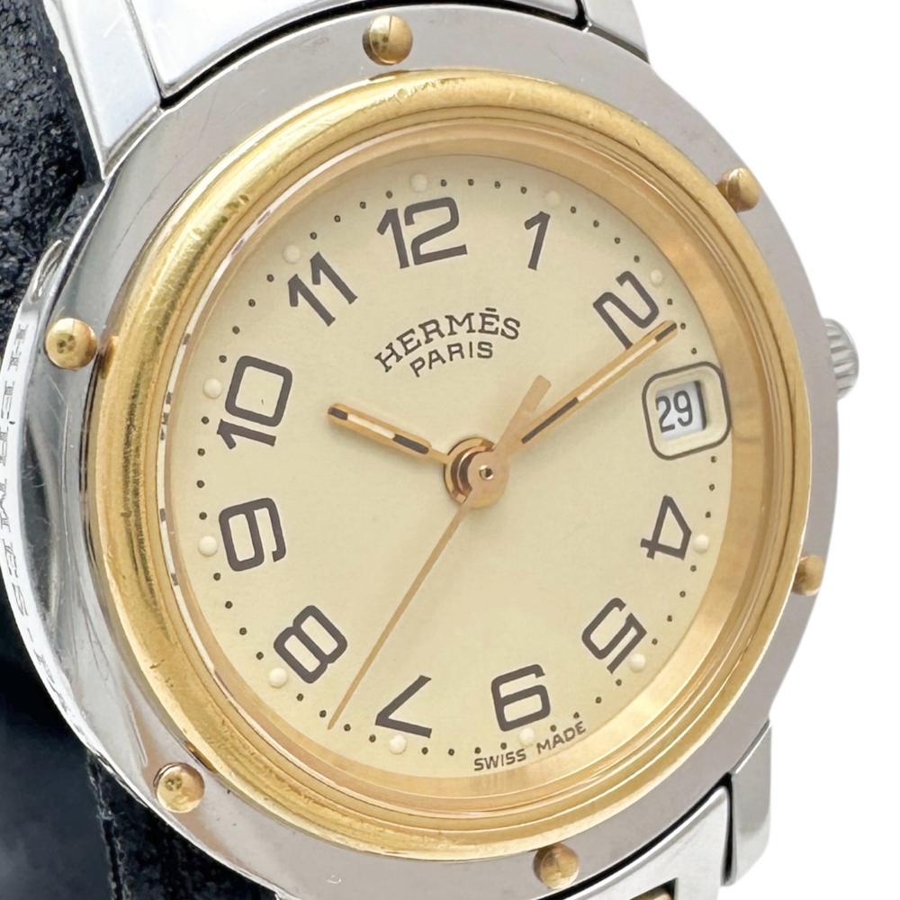 HERMES/エルメス】 CL4.220 クリッパー 腕時計 ステンレススチール/GP 