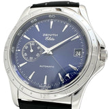 【ZENITH/ゼニス】 90/01 0030 682 エリート GMT 腕時計 ステンレススチール/レザー/（尾錠純正） 自動巻き/オートマ ブルー文字盤/ブラックレザー（社外） メンズ
【中古】【真子質店】【GD】




【IMaSK】