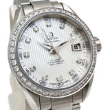 【OMEGA/オメガ】 シーマスター 231.15.30.20.55.001 裏スケルトン　ダイヤベゼル＆インデックス 腕時計 ステンレススチール/ダイヤモンド 自動巻き/オートマ シェル文字盤/シルバーベルト レディース
【中古】【真子質店】【BL】




【MaMiMox】