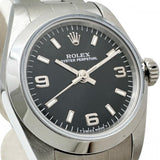 【ROLEX/ロレックス】 オイスターパーペチュアル 67180 腕時計 ステンレススチール 自動巻き/オートマ S番（1993年） ブラック文字盤/シルバーベルト レディース
【中古】【真子質店】【BL】




【DxIMo】
【ex】