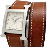 【HERMES/エルメス】 Hウォッチ ドゥブルトゥール HH1.210 ロングブレス　保証書/ギャラ/箱付き 腕時計 ステンレススチール/レザー クオーツ アイボリー文字盤/ブラウンレザーベルト レディース
【中古】【真子質店】【GD】




【IxIT】