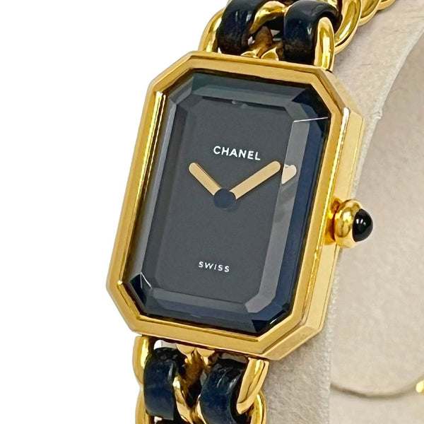 【CHANEL/シャネル】 プルミエールL H0001 腕時計 GP/レザー クオーツ 黒文字盤 レディース【中古】【真子質店】【BL】【ITSMi】 CHANEL/シャネル】 プルミエールL H0001 腕時計 GP/レザー クオーツ