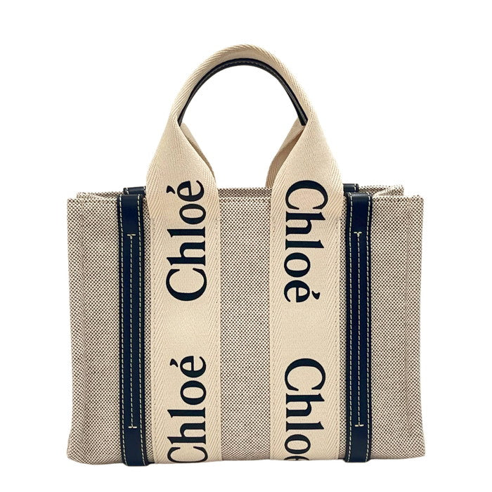★★最終特価品【Chloe/クロエ】 WOODY スモールトートバッグ CHC21US385E6691J 2WAY トートバッグ  ハンドバッグ リネン/レザー アイボリー/ブラック レディース【中古】【真子質店】【BL】




【KDMi】