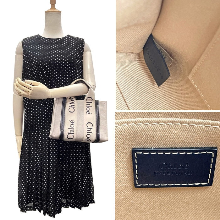★★最終特価品【Chloe/クロエ】 WOODY スモールトートバッグ CHC21US385E6691J 2WAY トートバッグ  ハンドバッグ リネン/レザー アイボリー/ブラック レディース【中古】【真子質店】【BL】




【KDMi】