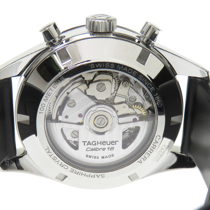 【116524】TAG HEUER タグホイヤー  CAS2110 カレラ ヘリテージ　クロノグラフ ブラックダイヤル SS/レザー（クロコ） 自動巻き 保証書 当店オリジナルボックス 腕時計 時計 WATCH メンズ 男性 男 紳士