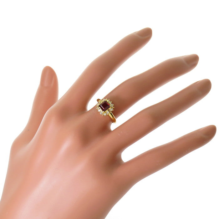 9号 ガーネット ダイヤモンド 計0.26ct リング・指輪 K18ゴールド 18金 