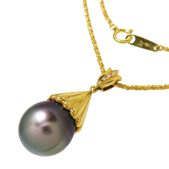 TASAKI/タサキ】 社外製チェーン ロング 黒蝶真珠 約13.7mm程度