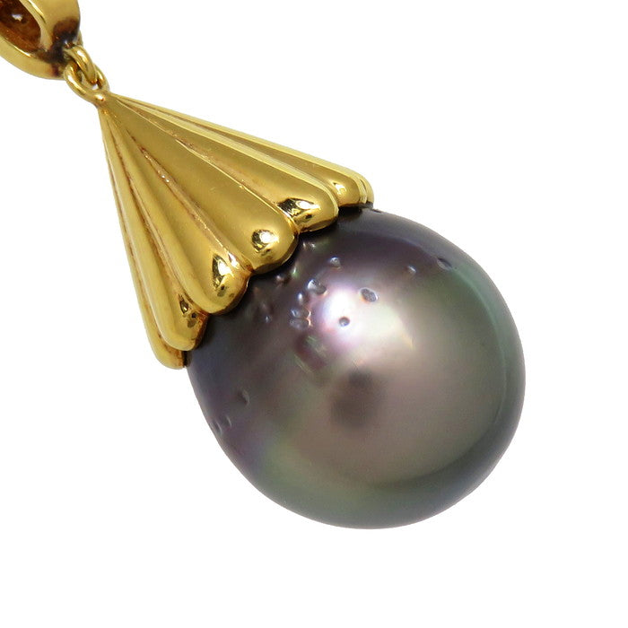 TASAKI/タサキ】 社外製チェーン ロング 黒蝶真珠 約13.7mm程度