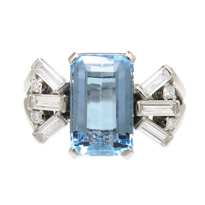 最終特価品 16号 アクアマリン 3.28ct ダイヤモンド 計0.80ct リング