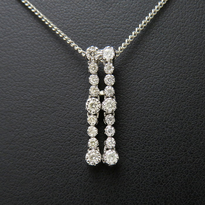 最終特価品 ダイヤモンド 計0.44ct ペンダントトップ K18WGホワイト