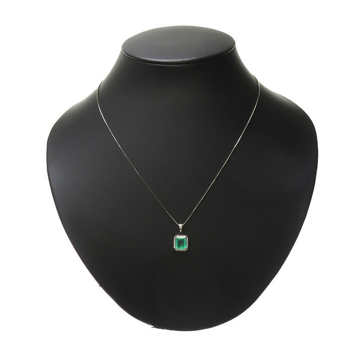 エメラルド 1.42ct ダイヤモンド 計0.21ct ネックレス Pt900プラチナ 