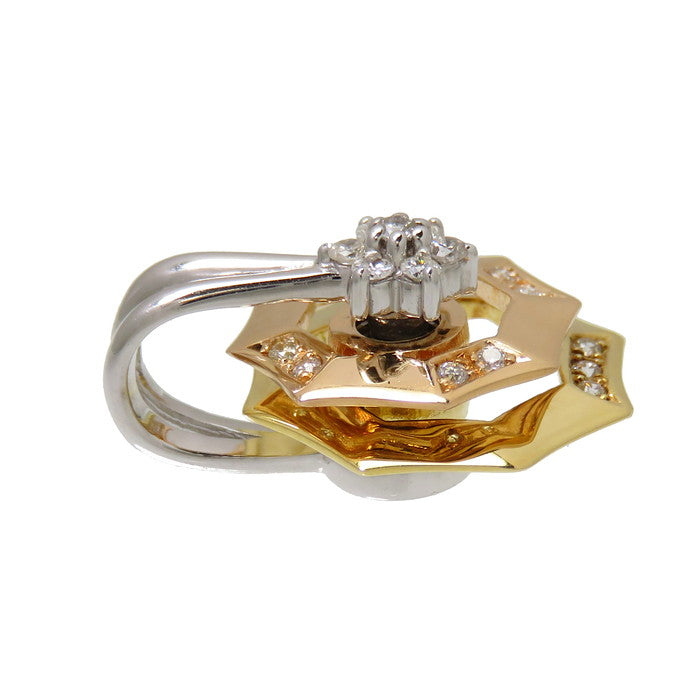 18kホワイトゴールド ブラウンダイヤ　スイングペンダントトップ スイングデザイン スリーカラー ダイヤモンド 計0.20ct ペンダント
