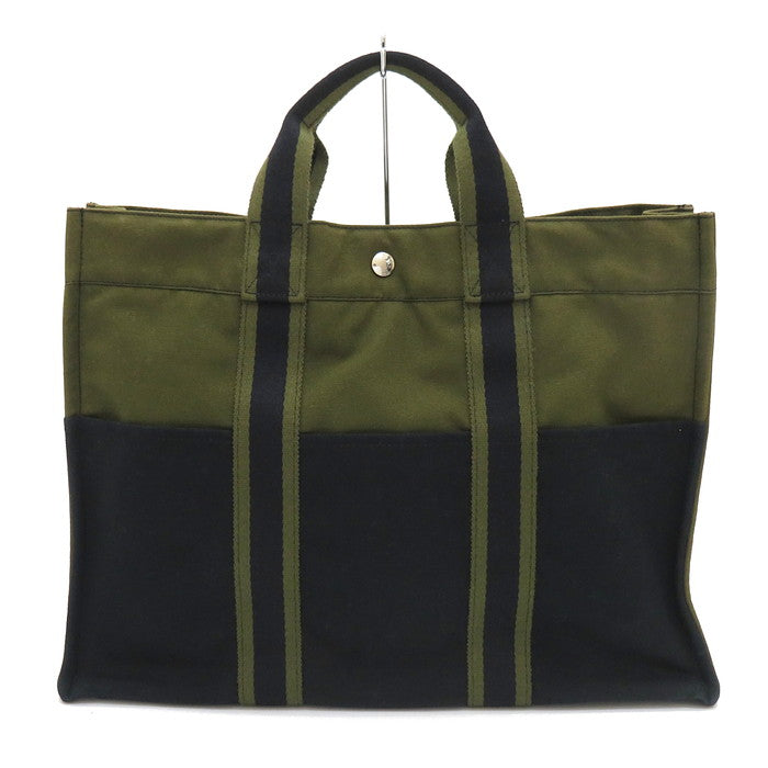 HERMES/エルメス】 トートバッグ キャンバス ブラック/モスグリーン