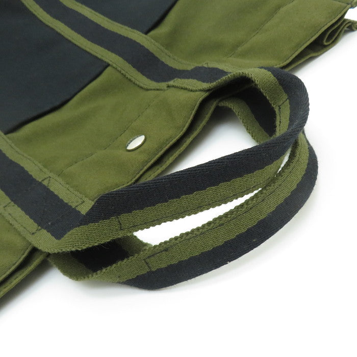 HERMES オリーブグリーン ブラック トートバッグ HERMES/エルメス】 トートバッグ キャンバス ブラック/モスグリーン