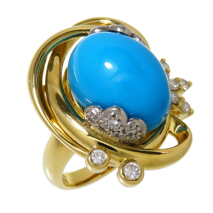 12.5号 コンビカラー ターコイズ/トルコ石 9.18ct ダイヤモンド 計0.34