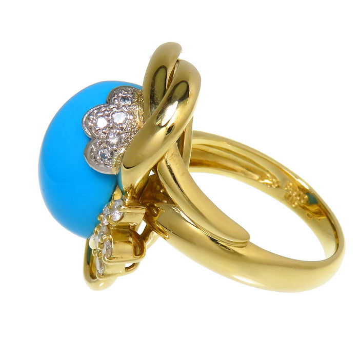 12.5号 コンビカラー ターコイズ/トルコ石 9.18ct ダイヤモンド 計0.34