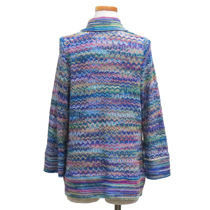 ミッソーニロングカーディガン ◇1円～◇ MISSONI カーディガン ロング ウール 赤系 Lサイズ マルチ