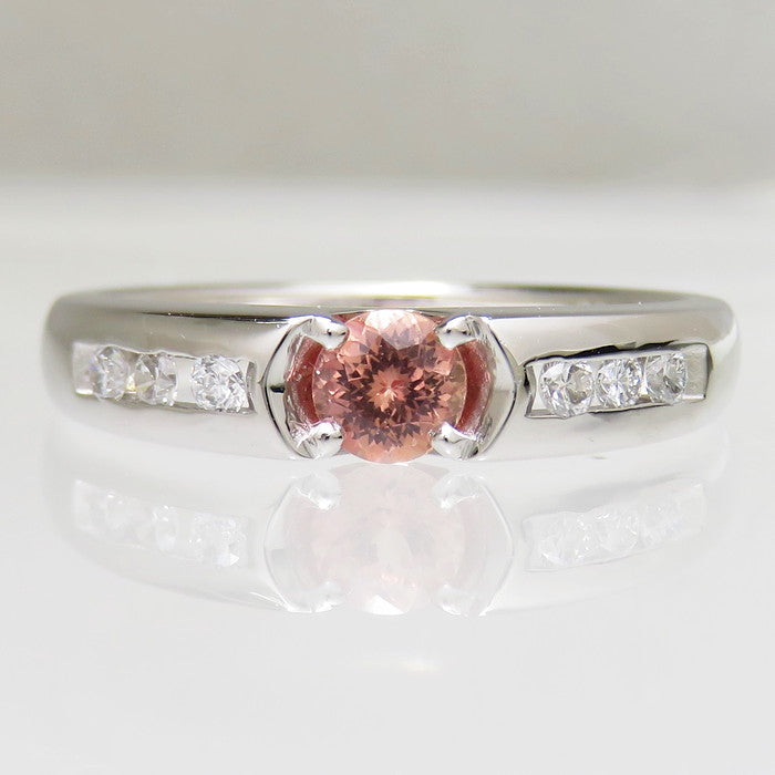 12号 パパラチアサファイア 0.339ct ダイヤモンド 計0.12ct リング 