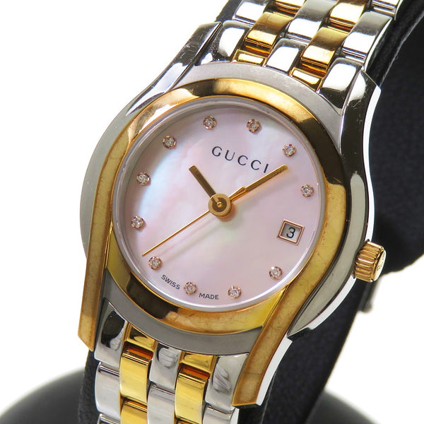 美品 GUCCI 腕時計 レディース ピンクシェル 5500L 11Pダイヤ - 時計