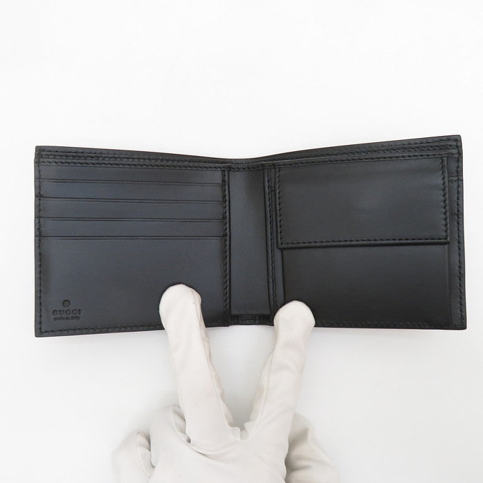 GUCCI/グッチ】 36548 グッチシマ 二つ折り財布 シマレザー ブラック 