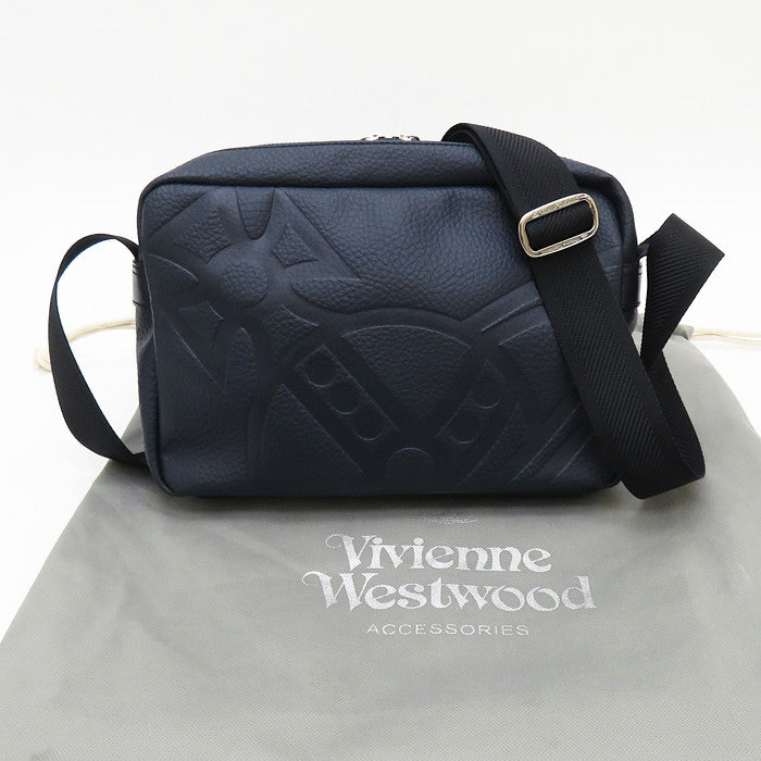 Vivienne Westwood/ヴィヴィアンウエストウッド】 ハミルトン ラージオーブ型押し ショルダーバッグ レザー ネイビー メン –  真子質店 PawnShopMAKO