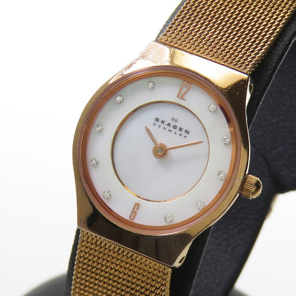SKAGEN DENMARK クオーツ 可動 中古品 SKAGEN DENMARK 396XSGS QUARTZ GOLD SILVER TONE WOMEN'S WATCH