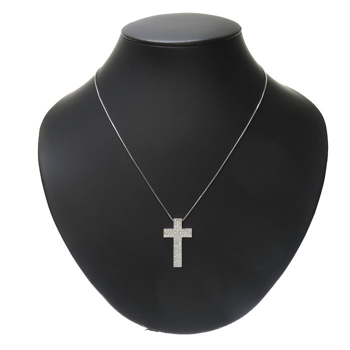 クロスモチーフ ダイヤモンド 計1.00ct ネックレス K18WG