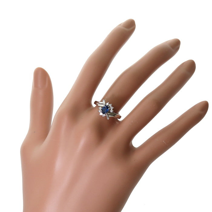 13.5号 サファイア 0.44ct ダイヤモンド 計0.23ct リング・指輪 Pt900 
