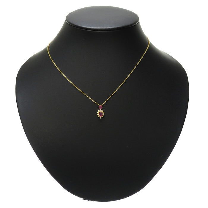 ルビー 計0.50ct ダイヤモンド 計0.18ct ネックレス K18ゴールド 18金 