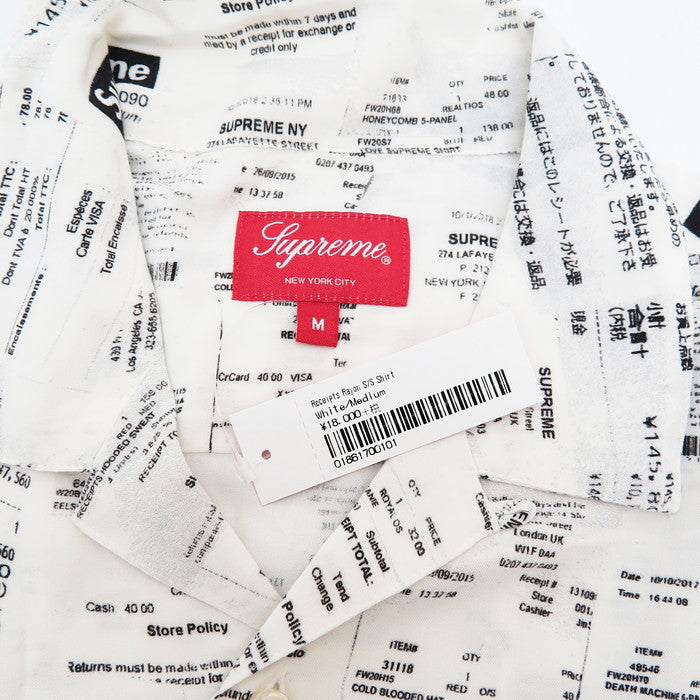 Supreme/シュプリーム】 レシート 2020AWコレクション 半袖シャツ