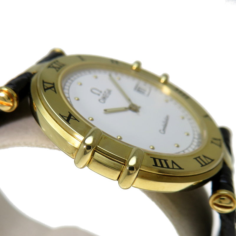 オメガ 腕時計 コンステレーション ラウンド デイト コンビカラー 白文字盤 クォーツ メンズ 純正ベルト OMEGA - ブランド腕時計
