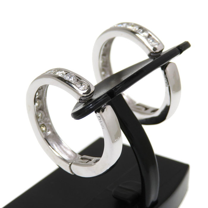 クリップ式 フープ ダイヤモンド 計0.50×2ct イヤリング K14WGホワイト