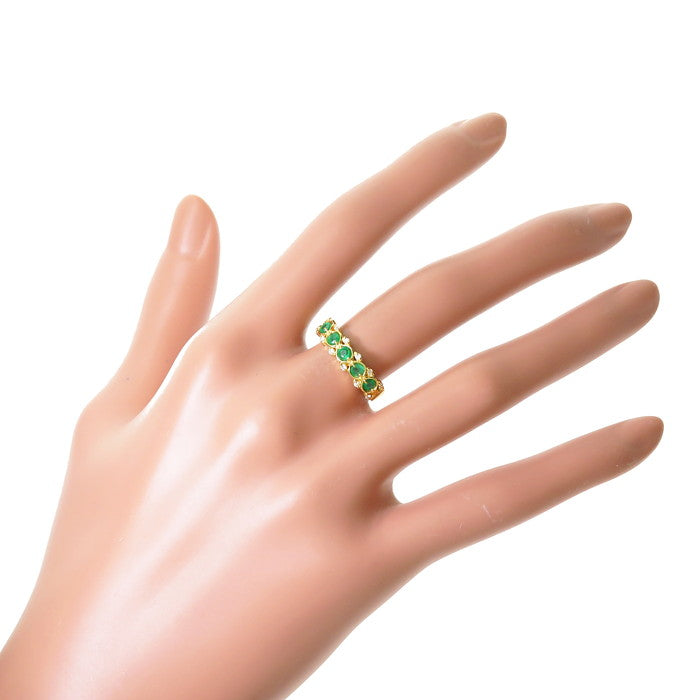 11号　グリーンエメラルド 発色抜群　ダイヤモンド　Dカラー ゴールドリング 11号 エメラルド 計0.39ct ダイヤモンド 計0.08ct リング・指輪 K18