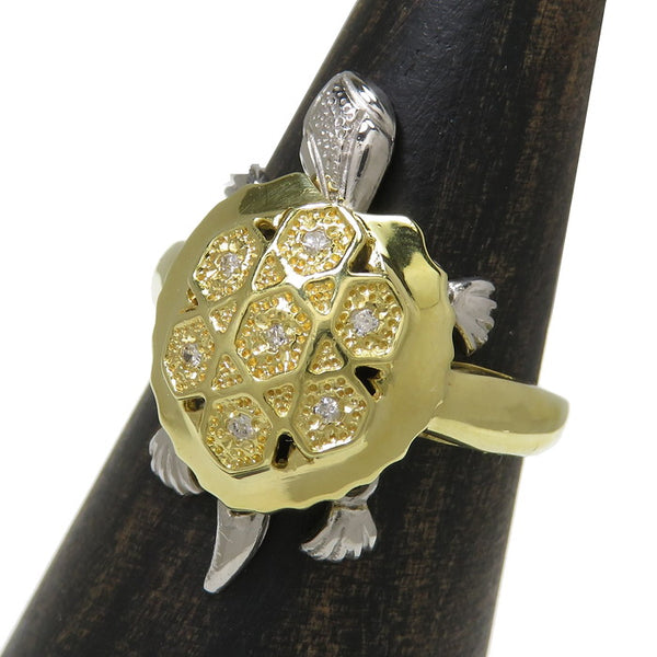 11.5号 カメモチーフ コンビ ダイヤモンド 計0.04ct リング・指輪 K18 