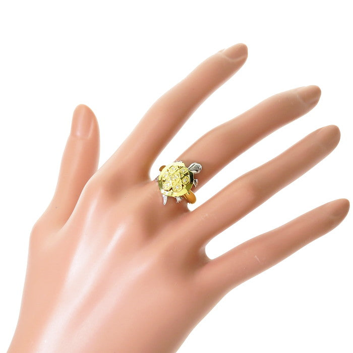 11.5号 カメモチーフ コンビ ダイヤモンド 計0.04ct リング・指輪 K18 