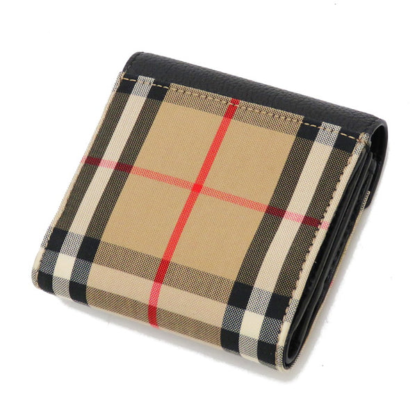 【BURBERRY/バーバリー】 8026114 ヴィンテージチェック＆グレイニーレザー フォールディングウォレット 三つ折り財布 カーフ/コットンポリエステル ブラック レディース【中古】【真子質店】【GD】




【TTx】