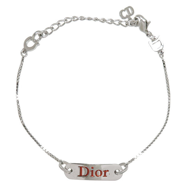 美品 クリスチャンディオール アンクレット ロゴプレート シルバー 28cm Christian Dior/クリスチャンディオール】 アンクレット ロゴ入リ