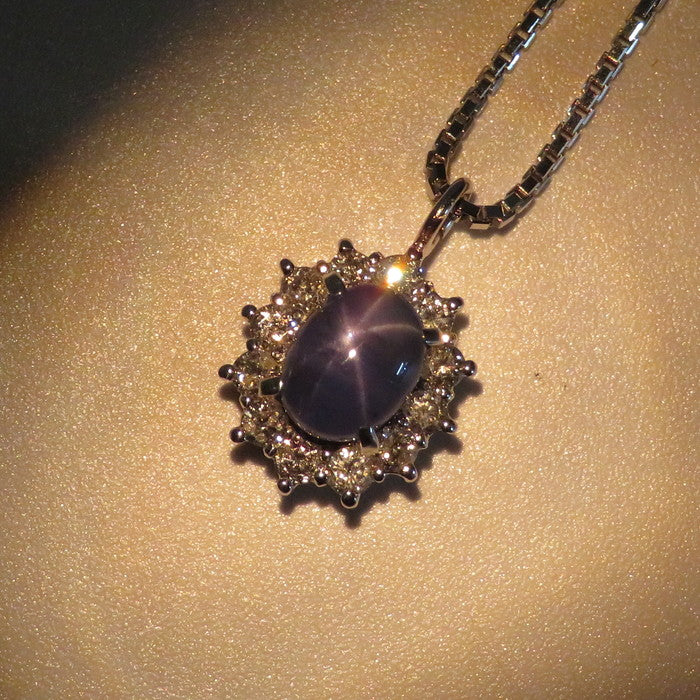 チェーン(ウノアエレ) スターサファイア 1.98ct ダイヤモンド 計0.38ct