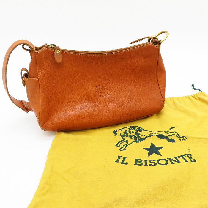 ILBISONTE ブラウン レザー ショルダーバッグ(2way) IL BISONTE/イルビゾンテ】 2way ショルダーバッグ レザー ブラウン
