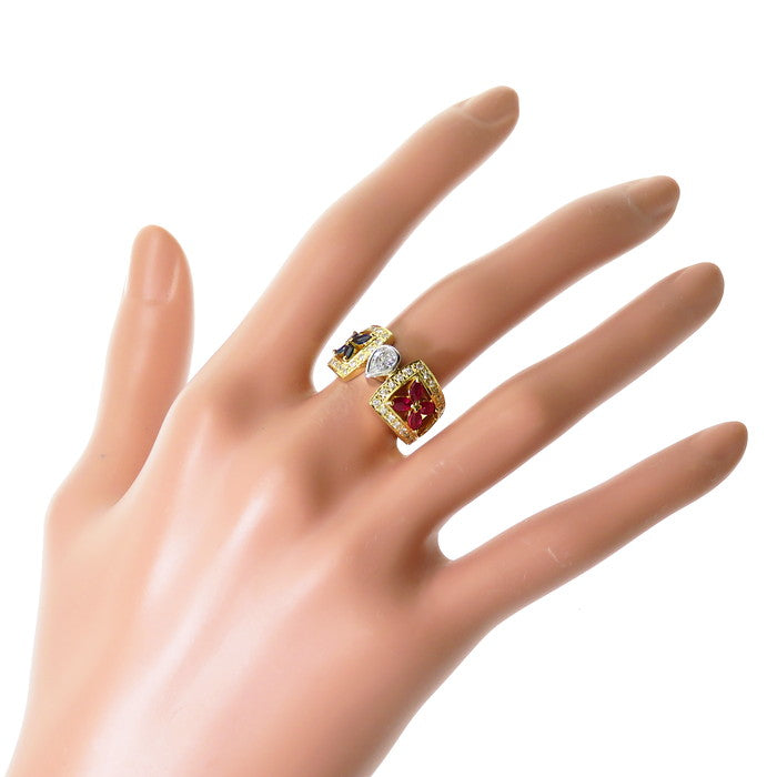 12号 コンビ 中央ダイヤモンド(推定I-Iクラス) 0.34ct サファイア 計 