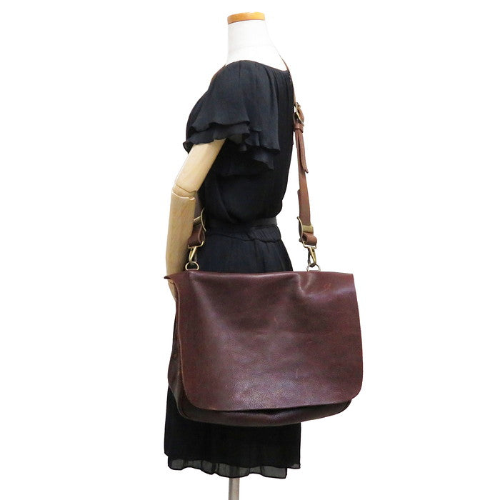 【美品】SLOW スロウ　ショルダーバッグ　レザー　ポシェット　ブラウン SLOW/スロウ】 ショルダーバッグ レザー ブラウン ユニセックス【中古